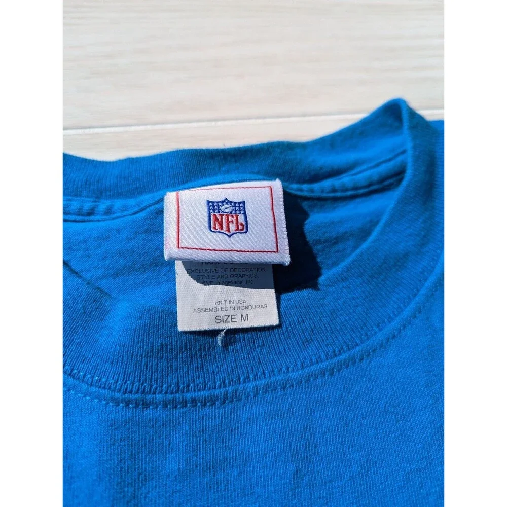 Carolina Panthers NFL Vintage Blue Team Logo Medium T-Shirt 90s 00s USA Knit